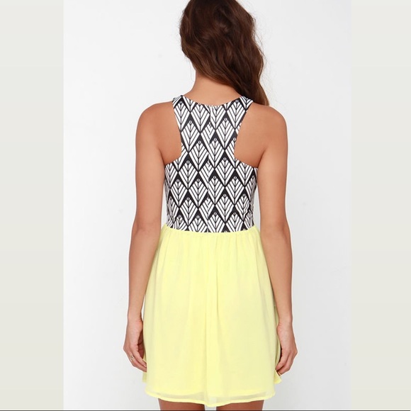 Lulus Prints and the Popper Yellow Print Dress - Picture 3 of 9